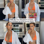 Women's Deep V Neck Shirt Button Front Blouse Bell Long Sleeve Tops - Nadorine (Us Only)