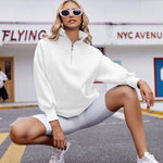 Nadorine Women Sweatshirts Quarter Zip Stand Collar Pullovers Fleece Workout Hoodies Y2K Clothes