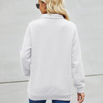 Womens Quilted Sweatshirts Quarter Zip Pullovers Lightweight Long Sleeve Stand Collar Tops with Kangaroo Pocket - Nadorine (Us Only)