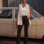 Womens Silk Satin Front Tie Tank Tops V Neck Camisole Fashion Sleeveless Causal Cami Shirt S-XXL - Nadorine (Us Only)