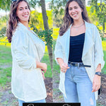 Womens Oversized Blazer Jackets Satin Roll Sleeve Open Front Casual Work Cardigan Jacket with Pockets - Nadorine (Us Only)