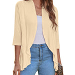 Nadorine Women's 3/4 Sleeve Draped Ruffles Cardigan