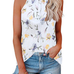 Nadorine High Neck Halter Tops Sleeveless Flowy Cami Blouse