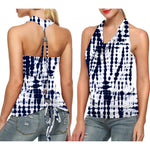 Nadorine Cowl Neck Halter Top Sleeveless Backless Shirt
