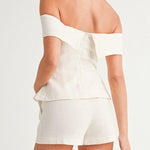 White Cotton and Linen Two-piece Suit