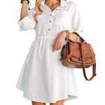 Linen Tunic Dress Shirts Boho Coverup Dresses with Belt - Nadorine (Us Only)