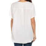 Women's Casual Tunic Summer Short Sleeve Chiffon Top Loose V Neck Dressy Office Work Shirt Blouse - Nadorine (Us Only)