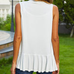 Women's Sleeveless Draped Open Front Cardigan Ruffles Hem Vest - Nadorine (Us Only)