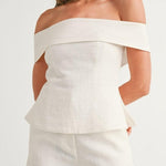 White Cotton and Linen Two-piece Suit