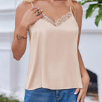 Nadorine Satin Camisole for Women 2 PCS Lace Tank Top