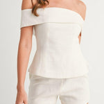 White Cotton and Linen Two-piece Suit