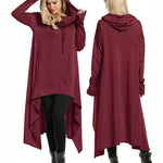Nadorine Women Pullover Hoodies Sweatshirt Long Sleeve High Low Sweater Oversize Top with Pocket (Us Only)