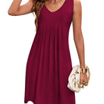 Women Summer Dresses Beach Floral Sleeveless Tshirt Sundress Pockets Casual Loose Flowy Tank Dress - Nadorine (Us Only)