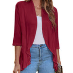 Nadorine Women's 3/4 Sleeve Draped Ruffles Cardigan