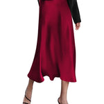 Satin Zipper Elegant Work Skirts - Nadorine (US Only)