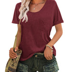 Nadorine Women's Chest Pocket T Shirt Blouses Tops