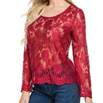 Sexy Sheer Floral Lace Blouse Top - Nadorine (Us Only)