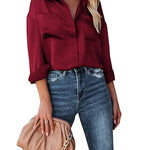 Satin Silk Button Down Shirts - Nadorine (Us Only)