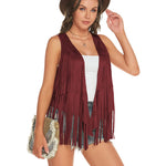 Women's Tassel Sleeveless Vest 70s Outfits for Women Hippie Clothes Fringe Jacket Cardigan S-XXL - Nadorine (Us Only)