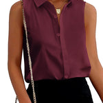 Sleeveless Button Down Tank Tops - Nadorine (Us Only)