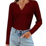 Nadorine Women's Long Sleeve V Neck Slim Fit T Shirts