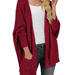 Nadorine Women's 2023 Fall Winter Popcorn Cardigan Open Front Batwing Sleeve Oversized Chunky Knit Sweater with Pockets