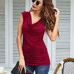Ruched Cowl Neck Tank Tops - Nadorine (Us Only)