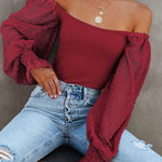 Puff Long Sleeve Bodysuit Leotard Sheer Top - Nadorine (Us Only)