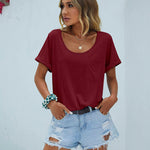 Nadorine Women's Chest Pocket T Shirt Blouses Tops
