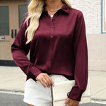 Nadorine Business Casual Satin Long Sleeve Shirts for Women Elegant Office Work Dressy 2026 | Under $40