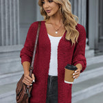 Nadorine Women's 2023 Fall Winter Popcorn Cardigan Open Front Batwing Sleeve Oversized Chunky Knit Sweater with Pockets