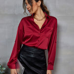 Satin Silk Button Down Shirts - Nadorine (Us Only)
