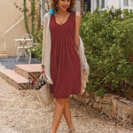 Women Summer Dresses Beach Floral Sleeveless Tshirt Sundress Pockets Casual Loose Flowy Tank Dress - Nadorine (Us Only)