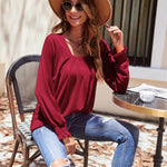 Nadorine Long Sleeve Shirts Square Neck Pleated Tunic Tops