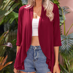 Nadorine Women's 3/4 Sleeve Draped Ruffles Cardigan