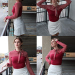 Nadorine Bow Tie Neck Long Sleeve Shirts Work Tops