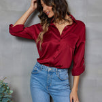 Satin Silk Button Down Shirts - Nadorine (Us Only)