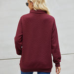 Womens Quilted Sweatshirts Quarter Zip Pullovers Lightweight Long Sleeve Stand Collar Tops with Kangaroo Pocket - Nadorine (Us Only)