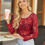 Sexy Sheer Floral Lace Blouse Top - Nadorine (Us Only)
