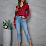 Satin Silk Button Down Shirts - Nadorine (Us Only)