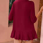 Nadorine Women's 3/4 Sleeve Draped Ruffles Cardigan