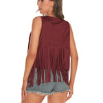 Women's Tassel Sleeveless Vest 70s Outfits for Women Hippie Clothes Fringe Jacket Cardigan S-XXL - Nadorine (Us Only)