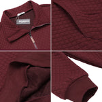 Womens Quilted Sweatshirts Quarter Zip Pullovers Lightweight Long Sleeve Stand Collar Tops with Kangaroo Pocket - Nadorine (Us Only)