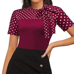 Nadorine Women's Casual Tie Neck Tunic Blouse Tops