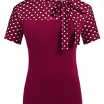 Nadorine Women's Casual Tie Neck Tunic Blouse Tops
