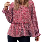 Women's Tops Casual Floral Print Long Sleeve Ruffle Loose Babydoll Shirt Blouse Tunic Top - Nadorine (Us Only)
