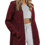Women Zip Up Hoodies Fleece Lined Tunic Sweatshirt Long Casual Hoodie Jacket with Pockets - Nadorine (Us Only)