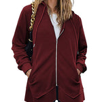 Women Zip Up Hoodies Fleece Lined Tunic Sweatshirt Long Casual Hoodie Jacket with Pockets - Nadorine (Us Only)