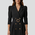 Women’s Blazer Dress with Notched Lapels and Button Front