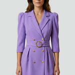 Women’s Blazer Dress with Notched Lapels and Button Front
